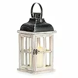 Romadedi Lanterna Legno Porta Candele Bianco - Rustico Portacandele Decorativo Arredo Shabby Chic Lanterna 29cm per Casa da Interno Esterno Vintage Decorazione Tavola Natalizio