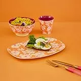 Rice Piatto ovale in melamina arancione fantasia Ibisco