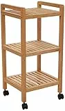 WENKO Carrello per il bagno e la casa Norway - 3 ripiani, Legno Noce, 35 x 72 x 31 cm, Noce