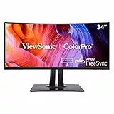 Viewsonic ColorPro VP3481A 86,4 cm (34 Zoll) Fotografen Monitor mit Kalibrierfunktion (UWQHD, 100% sRGB, HDR10, USB 3.1, RJ45, USB Typ C, HDMI, DP, 5 Jahre Austauschservice) Schwarz