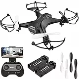 tech rc Mini Drone con Telecamera HD con Due Batterie Funzione di Sospensione Altitudine Un Pulsante di Decollo/Atterraggio,modalità Senza Testa Protezioni 360°per Bambini e Principianti Buon Regalo