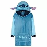 Disney Felpa Coperta per Bambini - Felpa Oversize in Pile con Cappuccio Stitch Bambina Ragazze Gadget Regalo Ufficiale (Blu Stitch)