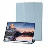Custodia Cover Compatibile con iPad 9 8 7 Generazione (10.2 Pollici, 2021/2020/2019), Supporta la Carica di Pencil 2nd Gen, Auto Sveglia/Sonno (Azzurro)…
