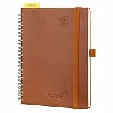 POPRUN Agenda 2023 2024 Settimanale Verticale 22 x 16,5 cm, Diario Scuola 17 Mesi da Ago.23 a Dic.24 - Righello Segnalibro, Copertina Morbida in Pelle Vegana, Carta FSC® - Marrone