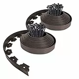 VOUNOT Bordo Giardino Flessibile, Bordi Aiuole Plastica, con 60 Chiodi di Fissaggio, Lunghezza 20m, Altezza 5cm, Marrone