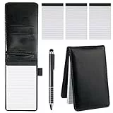Rairsky Mini blocco note formato A7, mini taccuino con mini penna a sfera e 3 blocchi di ricambio, piccolo taccuino nero, copertina in pelle PU, per diari di cose da fare e attività all'aperto