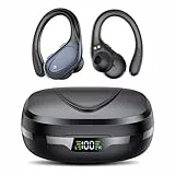 Cuffie Bluetooth, Sport Auricolari Bluetooth 5.3 con Gancio per Orecchio, 60H con Indicatore LED per Cassa di Ricarica, Chiamata ENC HD, Vestibilità Comoda, Basso Profondo, Impermeabile IPX7(Nero).
