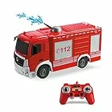 Mondo Motors - Mercedes Antos Fire Truck RC - Camion dei pompieri radiocomandato in scala 1:26 - funzione luci/suoni - Controller 2.4 GHz - Colore rosso - 63516