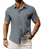 PaulJones Camicia estiva da uomo, slim fit, a maniche corte, colletto Kent, moderna, comfort, grigio chiaro, M