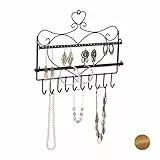 Relaxdays Portagioie da Parete, per Collane, Orecchini e Bracciali, a Forma di Cuore, HxLxP: 30 x 36,5 x 3,5 cm, Nero