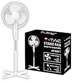 V-TAC Ventilatore a Piantana 40W con Base a Croce - Diametro 60 cm - Altezza Regolabile (Max 120cm) - 3 Pale a 3 Velocità Rotante - Oscillazione e Inclinazione Regolabile - Colore Bianco