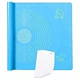 Okaytec Spianatoia per Impastare Silicone - Spianatoia per Impasta e Stendere Pasta - Tappetino Stendipasta Super Grande (70 * 50 cm & Raschietto) - Blu