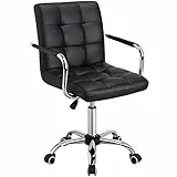 Yaheetech Sedia da Ufficio Scrivania Cameretta a Rotelle Girevole Imbottita Ergonomica in Ecopelle e Acciaio Altezza Regolabile Nera
