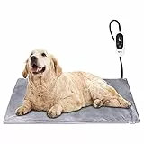 Toozey Tappetino Riscaldante per Cani e Gatti Tappeto Riscaldante per Animali Domestici Elettrico Regolabile Timer e per Temperatura per Cani e Gatti Neonati/Piccoli/Anziani, Grigio - XL (90 * 60cm)