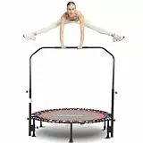 Fitness Trampolino, ANCHEER Trampolino pieghevole per adulti fitness rimbalzo trampolino con di altezza regolabile in schiuma corrimano per adulti interni ed esterni, carico massimo 136 kg
