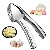 HUTVD Spremiaglio Professionale Trita Aglio in Acciaio Inox Schiaccia Aglio Spremiaglio da Cucina, Pressa-aglio, Frantoio per Zenzero, Comodo e Facile da Pulire Lavabile in Lavastoviglie