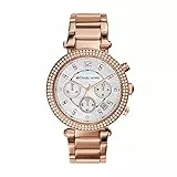 Michael Kors Orologio Parker da donna, movimento cronografo, cassa in acciaio inossidabile oro rosa da 39 mm con bracciale in acciaio inossidabile, MK5491