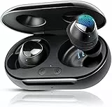 TQQ Auricolari Bluetooth Wireless,Cuffie Bluetooth Touch,C12 IPX8 Auricolari Impermeabili Chiamata Clear con Microfono Cuffie Bluetooth In-Ear Comode per iPhone,Android-Nero