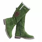 Onsoyours Stivali Donna Stivali Alti Invernali Scarpe Camoscio Outdoor Stivali da Neve Foderati Caldo con Chiusura Lampo Laterale A Verde 36 EU
