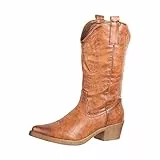 Elara Stivali da Cowboy Donna Motociclista Chunkyrayan 301-A32PU-Camel-38