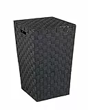 WENKO Cesto portabiancheria Adria Square nero Capacità: 48 l, Polipropilene, 33 x 53 x 33 cm, Nero