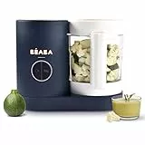 BÉABA - Babycook Néo, Cuocipappa Omogeneizzatore, Cottura a Vapore Delicata, Robot per Pappe 4 in 1, Neonato e Bambino, Bicchiere in Vetro e Cestello in Acciaio Inox, Blu Notte