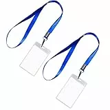 Gimars PortaBadge Tessere ID Verticale con Cordini/Custodia Plastica Impermeabile con Inserito e Cordini con Clip Rotante/Porta Pass per Conferenza Eventi Impiegati Esibizioni Mostra Attività 2 Sets