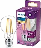Philips LED Lampadina a Filamento, Equivalente a 100 W, Attacco E27, Luce Bianca Calda, Non Dimmerabile