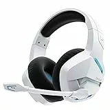 BINNUNE Cuffie Gaming, Cuffie Gaming Wireless per PS4 PS5 PC Playstation 4 5, Cuffie PS5 con Microfono USB Bluetooth a Cancellazione di Rumore e 48 Ore di Ascolto, Bianco