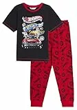 Hot Wheels Pigiama per bambini da corsa per bambini e auto da corsa a maniche corte con tutina, nero/rosso, 9-10 Anni