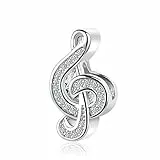 MiniJewelry - Ciondolo a forma di chiave di acuto, per braccialetti Pandora, con ciondoli a forma di chiave di violino, idea regalo per musicista, pianista, con zirconia cubica trasparente