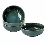 UNICASA Ciotole Insalatiere, Set Scodelle Ceramica 4 Unità, Ciotole da Colazione per CerealiInsalata / Zuppe, Diametro 16 cm Colore Verde, Servizi Combinati Adatto per Lavastoviglie