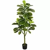 homcom Pianta Artificiale di Ficus da 150 cm a 75 Foglie e 4 Rami con Vaso Ø15x12.5 cm, per Interni ed Esterni, Verde