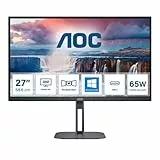 AOC Q27V5N - Monitor QHD da 27 pollici, altoparlanti, altezza regolabile (2560x1440, 75 Hz, DisplayPort, HDMI), colore nero