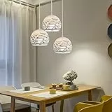 YXXHM- Lampadario per tavolo da pranzo design moderno lampadario con paralume in metallo sferico (regolabile in altezza) soggiorno pranzo cucina lampadario bianco E27 * 3