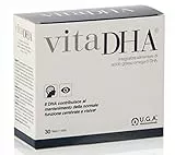 VitaDHA omega 3 liquido | Omega-3 DHA ad alto dosaggio 1450mg | Olio di pesce liquido | Distillazione molecolare | Aroma naturale di limone | 30 fiale monodose x 6.5ml (limone, 195 ml)