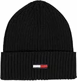 Tommy Jeans Tjm Flag Rib Beanie Cappello Lavorato a Maglia, Black, Taglia Unica Uomo