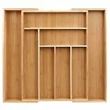 Portaposate da Cassetto in bambù, cassetto regolabile da 6 a 8 scomparti, organizer per posate e portaposate, organizer per utensili da cucina e posate