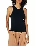 The Drop Gina Canotta Aderente Smanicata a Maglia con Collo Alto da Donna, Nero, L
