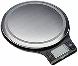 Amazon Basics - Bilancia digitale da cucina con display LCD, priva di bisfenolo A (pile incluse), Nero e acciaio inossidabile