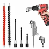 7Pcs Adattatore per Trapano ad Angolo Retto 105 Gradi, Set di Prolunga Trapano Flessibile Avvitatore Magnetico Socket Bit Holder per Punte con Codolo Esagonale Adattatore per Avvitatore Angolare