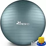 TRESKO Palla Fitness, Palla Pilates Anti-Scoppio 55cm/65cm/75cm/85cm Palla da Ginnastica con Pompa Rapida per Fitness Yoga e Pilates (Cool Grey Blue, 55cm)
