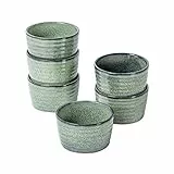 Stampi per Soufflé, UNICASA Ciotole da Dessert in Ceramica da 6 x 240 ml, Pirottini da Soufflé in Porcellana per Muffin, Cupcake e Budini - Glassa di Reazione, Verde