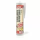 Fischer Sigillante Refrattario SR Nero, Fino a 1200° (1500° Picco), Resistente alle Alte Temperature e al Calore, per Giunti, Caminetti, Barbecue, Stufe, Forni, Caldaie, 544448