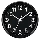 Plumeet 25cm Orologio da Muro Silenzioso con Numero Grandi E Graziosi e Movimento Digitale Senza Ticchettio, Orologi da Parete Design Moderno Ottimo per la Camera da Letto e la Cucina (Nera)