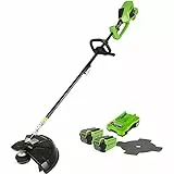 Greenworks GD40BCK2X Decespugliatore a Batteria con motore Brushless, Imbracatura, Altezza Regolabile, Ampiezza Taglio 40cm, Filo Nylon 2mm, Lama 25cm, 2 Batterie 40V e Caricabatterie