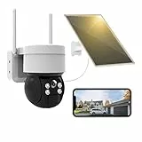 Telecamera Wi-Fi Esterno Senza Fili con Pannello Solare,Videocamera Sorveglianza Batteria,Visione Notturna a Colori,Conversazione Bidirezionale, Rilevamento del Movimento