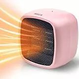 Termoventilatore Ceramica, 800W Stufa Elettrica Basso Consumo, Stufetta Elettrica, Sicuro e Silenzioso, Protezione da Surriscaldamento, Protezione Dall'inclinazione, Camera da letto ufficio (Rosa)