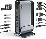 Baseus Docking Station USB C Triplo Display, HUB 4K C 17 in 1 con 3 HDMI, Gigabit Ethernet, 100W PD, 5 USB, Lettore di schede SD/TF, Audio da 3,5 mm, con Supporto per Windows, Mac