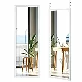 COSTWAY Specchio da Parete Lungo, Specchio sulla Porta o sul Muro, Specchio a Figura Intera per Camera da Letto Salone Spogliatoio,120 x 37 cm (Bianco)